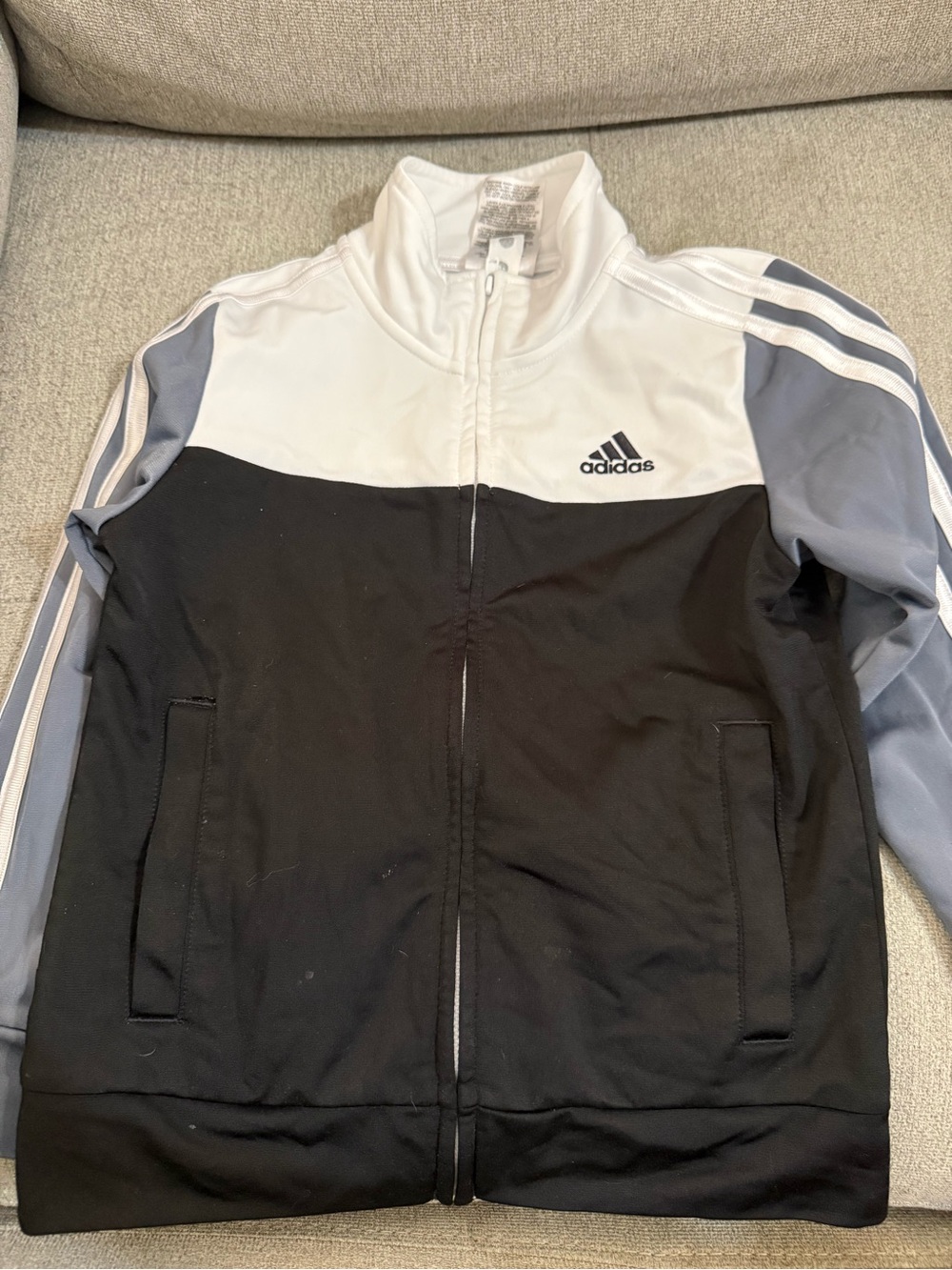Adidas Black, White & Light Gray Zip-Up Track Jacket